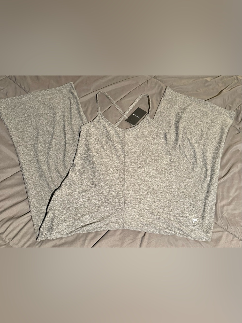 Fabletics Heather Gray Wide-Leg Jumpsuit